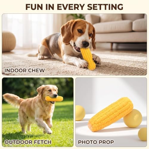 1Pc Yellow Pet Dog Puppy Latex Corn Shape Squeaky Bite-Resistant Interactive Play Chew Toy Pet Supplies Dog Toy Corn, Toys Aggressive Chewers for Small/Medium/Large, Squeak Toys