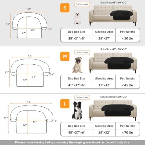 GGIB Calming Dog Bed Fluffy Plush Dog Mat for Furniture Protector with Removable Washable Cover for Large Medium Small Dogs and Cats (Small,Black)