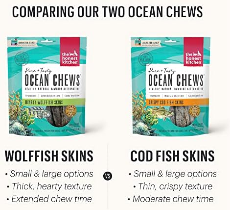 Honest Kitchen Ocean Chews Hearty Wolffish Skins Dog Treats - 3.25 oz (Pack of 2)