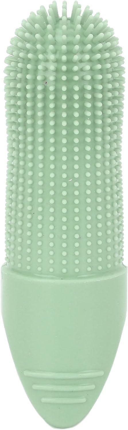 TOPINCN Silicone Dog Finger Toothbrush 360 Degree Food Grade for Dogs Cats Care with Flexible Design for Oral Clean (Green)