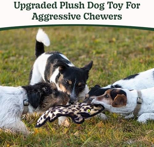 SHARLOVY No Stuffing Dog Toys Crinkle Squeaky, Long Lasting Chews for Aggressive, Durable Plush Dog Puppy Chew Toys for Teething, with 6 Tough Layers for Small Medium Large Breed-2 Pack,Medium