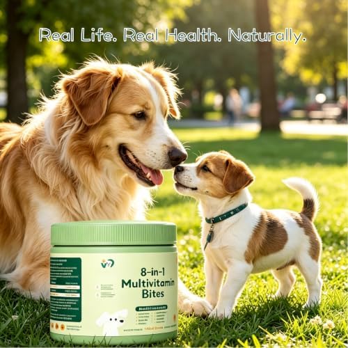 8-in-1 Dog Multivitamin Soft Chews - with Omega 3, Probiotics & Glucosamine - Immune, Skin, Joint, Digestive Support - Daily Supplement for All Dogs