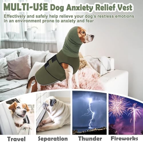KOESON Reflective & Soft Dog Anxiety Vest with Ear Wraps for Thunderstorm