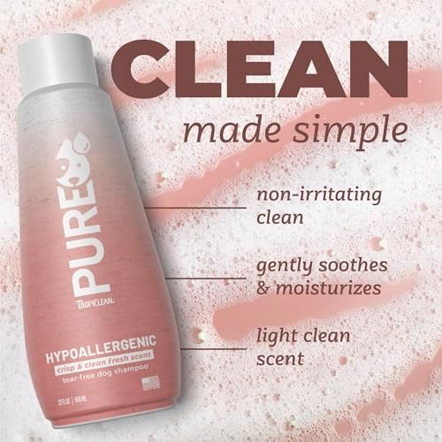 TropiClean Pure Puppy Shampoo, Hypoallergenic Dog Shampoo for Allergies & Sensitive Skin, Made in USA, Safe for Cats & Kittens, 22 oz. (Pack of 2)