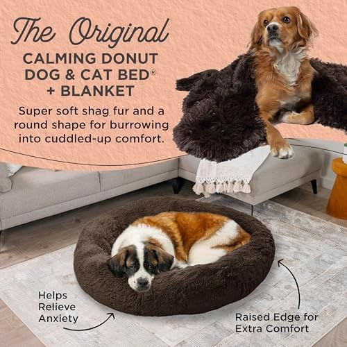 Best Friends by Sheri Calming Donut Dog Bed, X-Large, Dark Chocolate, 45"x45"