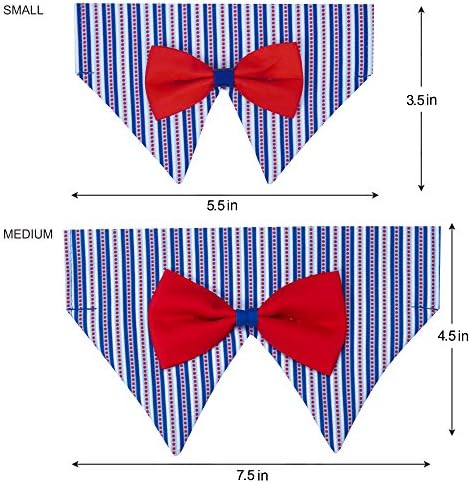 Blueberry Pet Iconic High Street Fashion Adjustable Dog Bandana Collar with Bow Tie, Medium, Neck 14.5"-20"