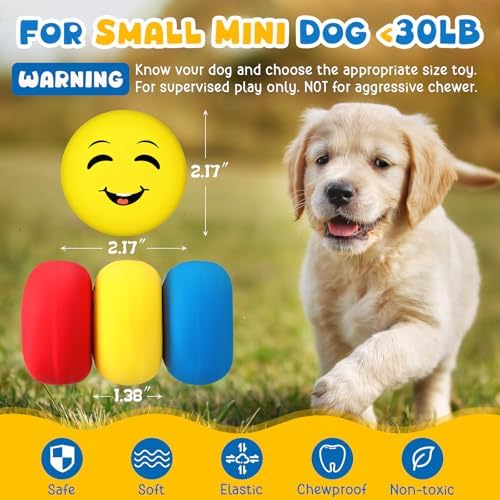 Hungdao 40 Pcs Squeaky Balls for Dogs Soft Rubber Dog Toys,Funny Face | Funny Face Expressions, Latex for Teething Relief, Interactive Fetch Training, Small Medium Breeds, Bulk Pack Value