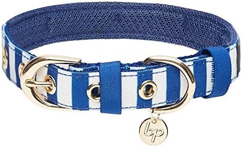Blueberry Pet 4 Patterns Bon Voyage Sea Lover Adjustable Dog Collar in Chunky Nautical Blue Stripes, Neck 9-12.5", for Small Breed