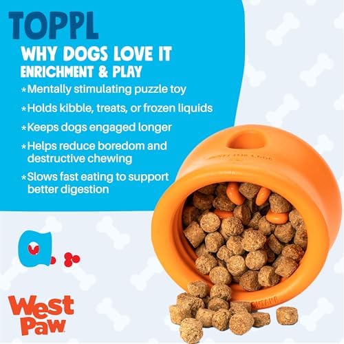West Paw Zogoflex Toppl Interactive Treat Dispensing Puzzle Dog Toy for Mental Stimulation & Enrichment-Holds Kibble & Treats-Lickable, Freezable & Dishwasher Safe-Made in USA-Small-Granny Smith Green