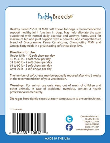 Healthy Breeds Great Dane Z-Flex Max Hip and Joint Soft Chews 170 Count