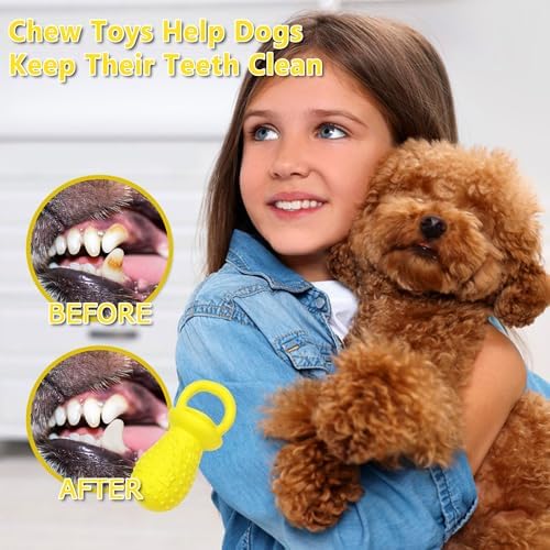 Latex Chew Dog Toys, Novelty Squeaky Pacifier Dog Toys, 5.2" Durable Pacifier Dog Chew Toys for Small and Medium Dogs(Yellow,1 Pcs)