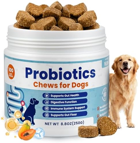 Probiotics for Dogs, Digestive Immune System Support Supplements Gut Health, Flora, Pet Dog Probiotic Chews Supplement with Prebiotics for Allergy Upset Stomach, Puppy Probiotics