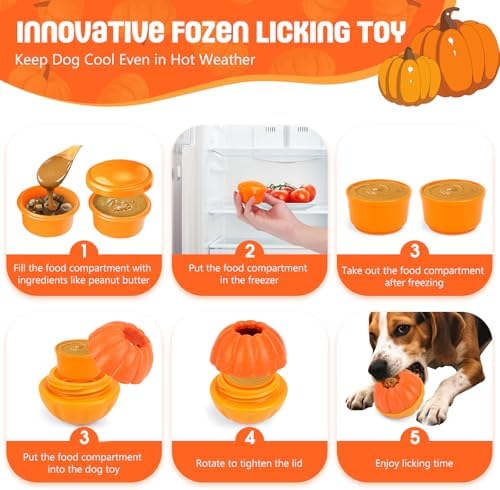 Interactive Dog Toy, 2 in 1 Frozen Treat Toys and Dog Food Dispenser Ball Toys for Training, Reducing Anxiety, Relieving Boredom, Keep Cooling, Large Dogs Chew Puzzle Toy for Medium Large Dogs