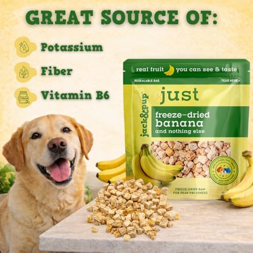 Jack&Pup Freeze-Dried Banana Treats for Dogs, Single Ingredient Dog Treats