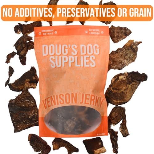 Doug's Dog Supplies Venison Jerky for Dogs - Single Ingredient, Air-Dried, Hypoallergenic (8 Ounces, Venison)