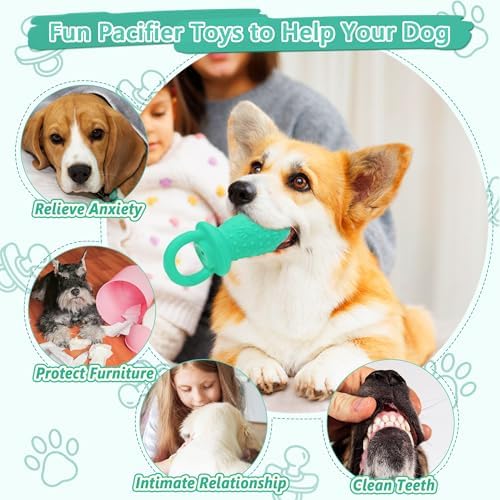 Latex Chew Dog Toys, Novelty Squeaky Pacifier Dog Toys, 5.2" Durable Pacifier Dog Chew Toys for Small and Medium Dogs (Green,1 Pcs)
