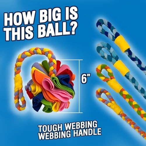 MYLIFESION Leash-Attached Snuffle Ball, Dia 6 inch Dog Treat Toy, Puppy Dog Puzzle Toy, Snuffle Ball for Dogs, Cats, Rabbits, Hamsters，Train Sense of Smell, Slow Down Their Eating Pace