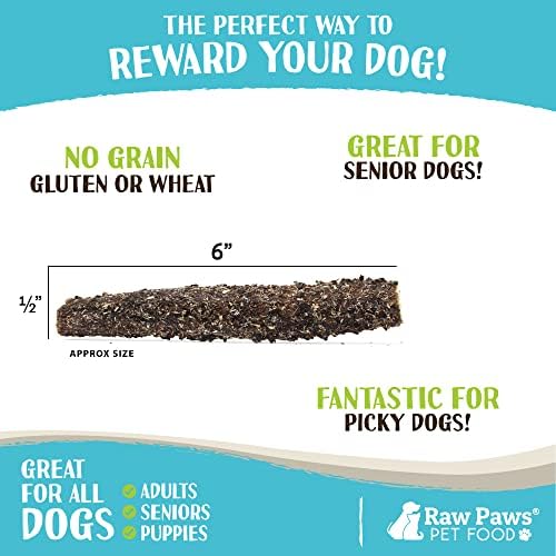 Raw Paws Green Beef Tripe Sticks for Dogs, 6-Inch (10-Count) - Dehydrated