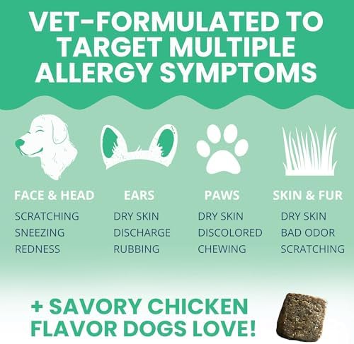 Under the Weather Allergy & Itch Pet Allergy Chews for Dogs | Vet Formulated Skin Support for Canines | Soothing Dog Allergies and Itching Relief Supplement | 60 Count