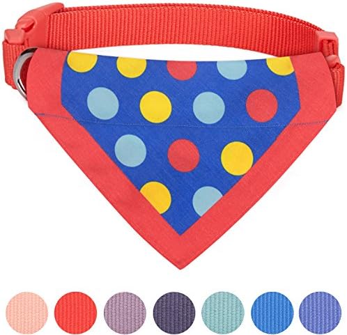 Blueberry Pet Bold Polka Dots Vivid Red Cotton Blend Neckerchief Scarf Bandana Adjustable Dog Collar, Medium, Neck 14.5"-20"