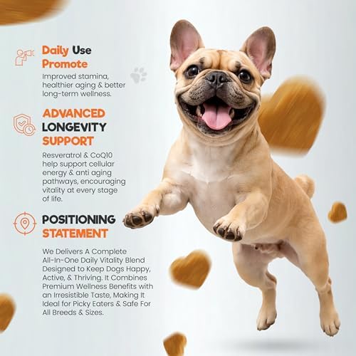 Dog Multivitamin Soft Chews with Probiotics & Omega 3 for Gut, Immune & Skin Support - Daily Wellness Treats for Dogs of All Breeds & Sizes - Peanut Butter Flavor, 60 Count, Made in USA
