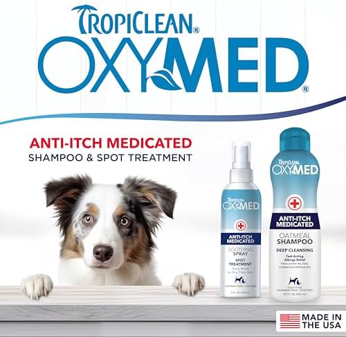 TropiClean OxyMed Medicated Shampoo & Spray for Pets Itchy Skin, 2 Pack | Skin-Soothing Oatmeal Formula | For Itchy Skin | Medicated Shampoo & Spray Set | Dogs & Cats