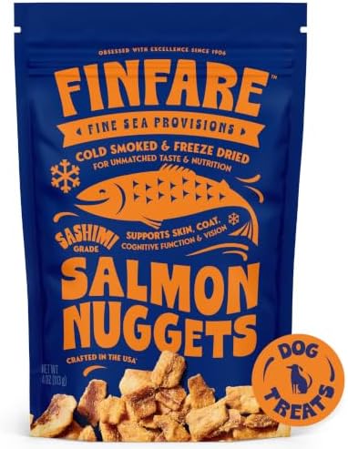 Finfare Freeze Dried Salmon Treats for Dogs, 4oz Nuggets