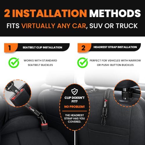 Dog Seat Belt for Car, Bungee Tether, Headrest Loop & Travel Bowl
