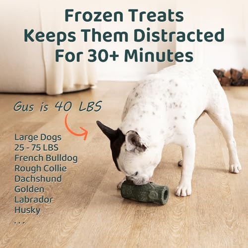 MENGJINGO 2-Pack Dog Treat Toy and Silicone Treat Tray for Dogs 25-75 lbs | Long-Lasting Toy for Chewers, Safe for Medium/Large Dogs, 12-Cavity Silicone Tray for Homemade Frozen Treats, Easy to Use