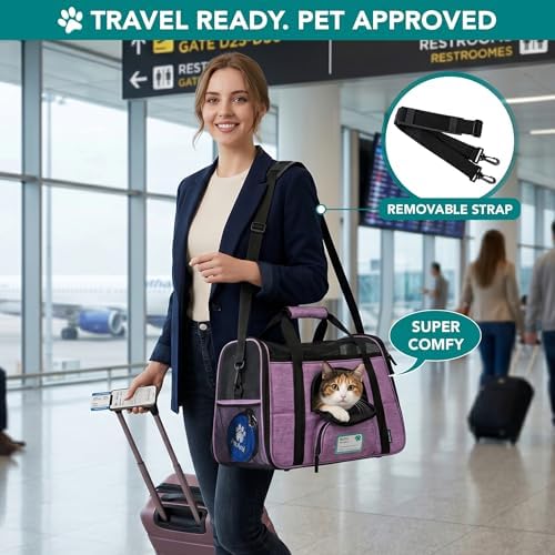 PetAmi Airline Approved Pet Carrier, Cats & Small Dogs, Small, Heather Purple