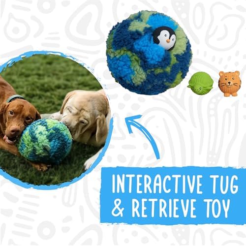 HuggleSnuffles SnuffleSphere Puzzle Ball - Interactive Enrichment Toy for Dogs, Hide and Seek Dog Toy for Ruff-Tex Balls & Treats, Puppy Games to Keep Them Busy, Foraging Plush for Boredom - Large, 8"