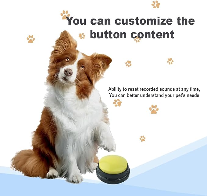 Dog Buttons for Communication, 4 Pcs, with Stickers