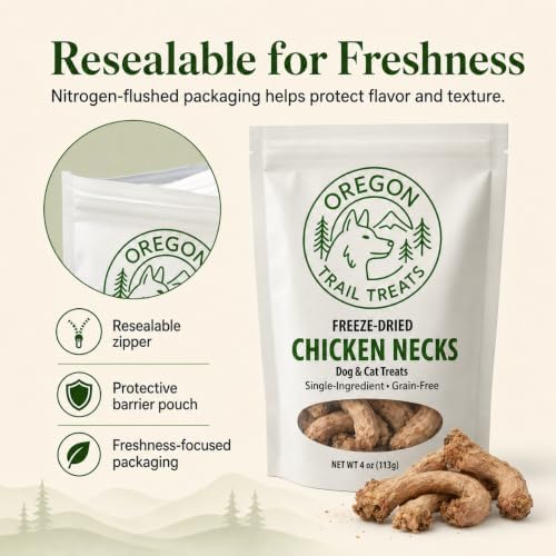 Oregon Trail Treats Freeze-Dried Chicken Necks Dog Treats - Single Ingredient 4 oz
