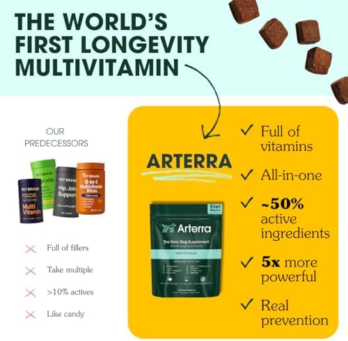 Arterra Longevity Multivitamin for Dogs, Vet-Formulated Soft Chews, 120 Ct