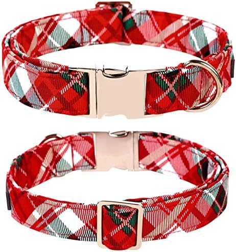 Lionet Paws Christmas Dog Collar with Bowtie, Dog Sailor Bow Collar with Metal Buckle for Dogs and Cats, Adjustable Comfortable Dog Collar Girl Gift, S, Neck 10-16 in