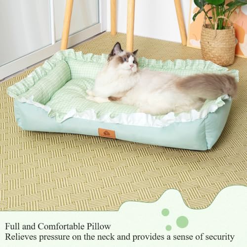 Dog and Cat Bed with Lacework Design - Washable Rectangular Pet Bed for Indoor Cats & Dogs, Cozy Non-Slip Puppy Kitten Bed(Gray,20 * 15 * 3.5in)