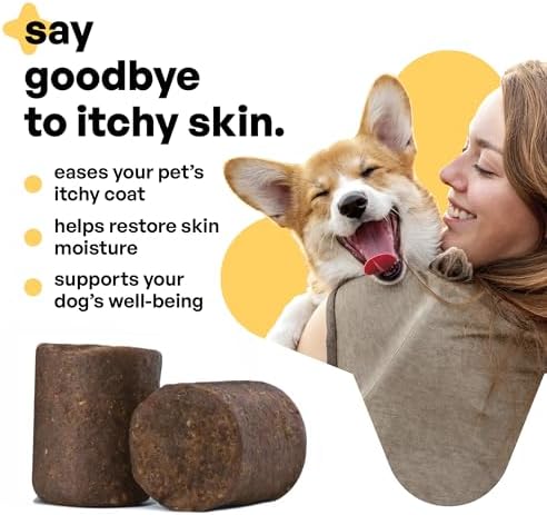 Hemp Hounds - Adaptogenic Skin and Coat Chews for Dogs - 90 Chews - Nutrient Rich Dog Allergy Relief - Omega 3-6-9 - Norwegian Salmon Oil - Collagen - Turmeric - Beef Flavor - Dog Itch Relief