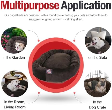 Majestic Pet Micro Velvet Dog Bed, 40 Inch Large, Round, Washable, Storm