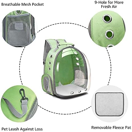 Henkelion Travel Backpack Bubble Carrying Bag, Space Capsule Pet Carrier, Airline Approved, Green