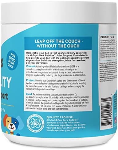 Jack&Pup Dog Joint Supplement Flex-Agility Bark Buddies | Glucosamine Chondroitin for Dogs | Hip and Joint Chews for Dogs (5oz, 60 Ct)