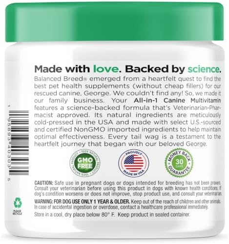 Senior Dog Vitamins Supplements Dog Multivitamin Dogs Soft Chew Glucosamine | 7-Strain Probiotics, Vet-Pharmacist Approved, Made in USA, Natural Non-GMO Ingredients, Peanut Butter + Banana, No Fillers