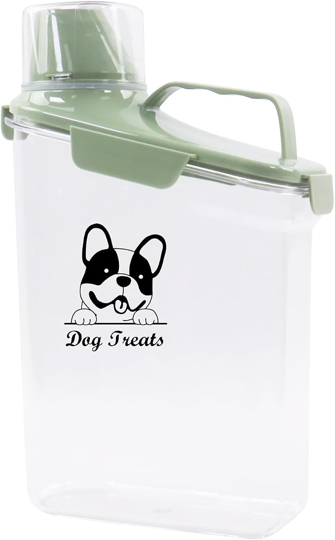 Dog Food Storage Container Airtight Portable Dog Food Container with Handled Lid and Pour Spout,Food Storage for Dog Dry Food Small Pet Food Container with Measuring Cup for Home, Travel,2.8L Green