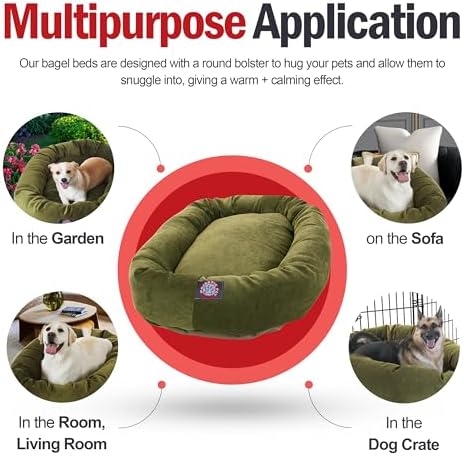Majestic Pet Micro Velvet Calming Dog Bed, 24 Inch Small, Washable, Fern