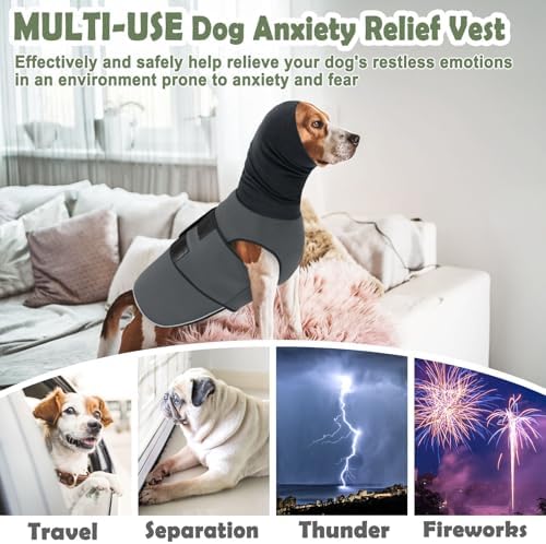 KOESON Reflective & Soft Dog Anxiety Vest with Ear Wraps for Thunderstorm