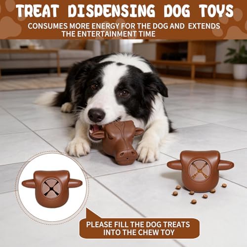 Tough Treat Dispensing Dog Toys for Aggressive Chewers | Natural Rubber, Treat Dispensing, Medium Large Dogs, Interactive Slow Feeder Puzzle, Dishwasher Safe