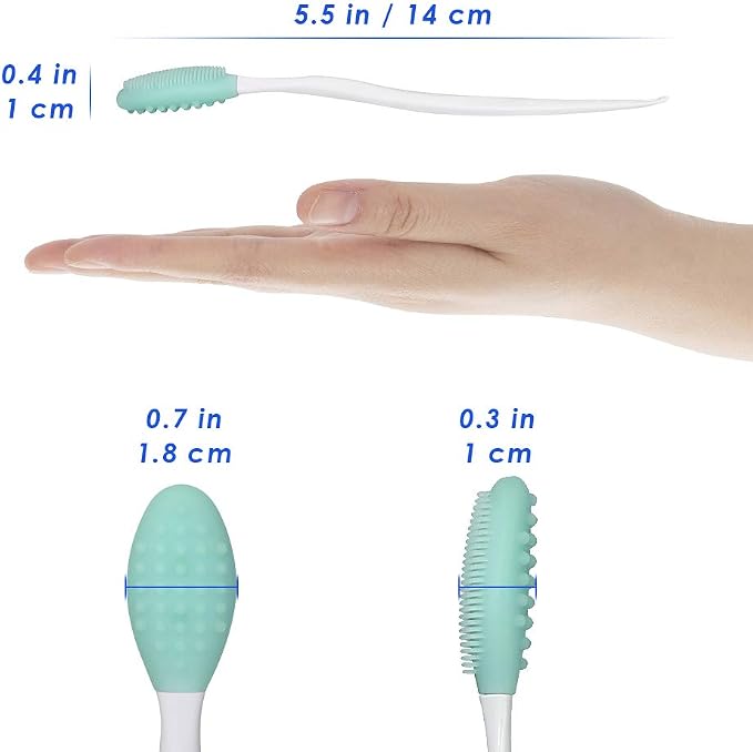 AUTOWT Dog Toothbrush, 4 Packs Silicone Pro Double-Sided Soft Comfort Gentle Dental Brushes Set Kit with 5.7 inches Curved Long Handle for Puppy Small Medium Dogs Cats Most Pet (Set 1)