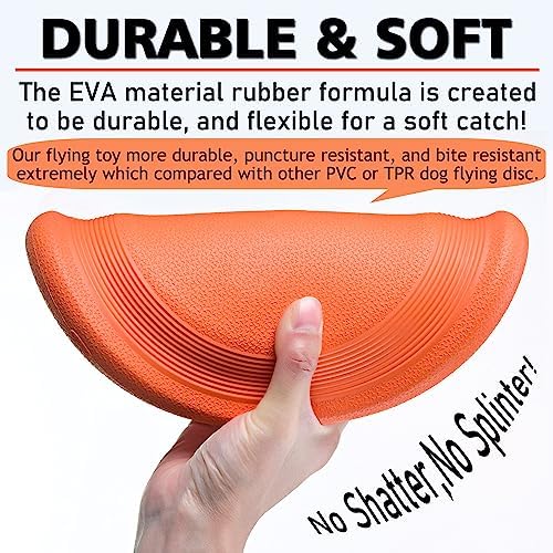 XIGOU Dog Flying Disc - Durable Rubber Flying Disc Dog Toy - 9.25" Indestructible Rubber Dog Flying Discs Flyer Dog Toys - Puncture Resistant & Bite Resistant Extremely - for Medium Large Dogs