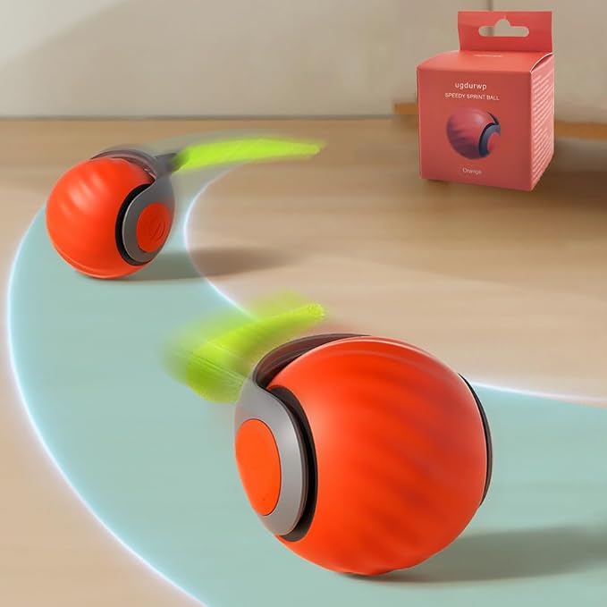 Speedy 2.0 Tail Cat Toys for Bored Indoor Adult Cats,2025 New Generation Interactive Cat Toys for Indoor Cats,Automatic Moving Ball with Tail,Cat, Orange
