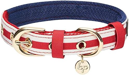 Blueberry Pet 4 Patterns Bon Voyage Sea Lover Adjustable Dog Collar in Horizontal Red Stripes, Neck 9-12.5", for Small Breed