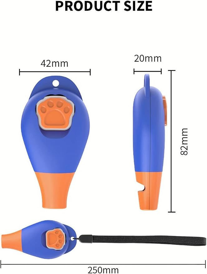 Perwin Dog Training Clicker with Whistle & Wrist Strap, Blue